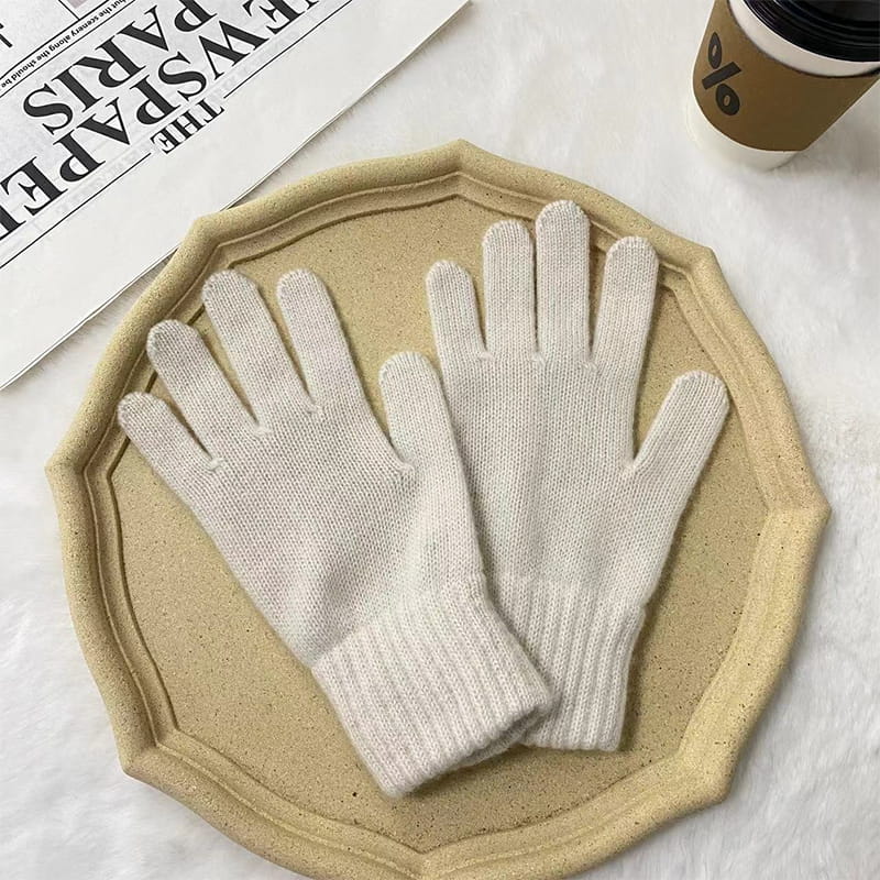 단색 따뜻한 울 폴리에스테르 니트 장갑